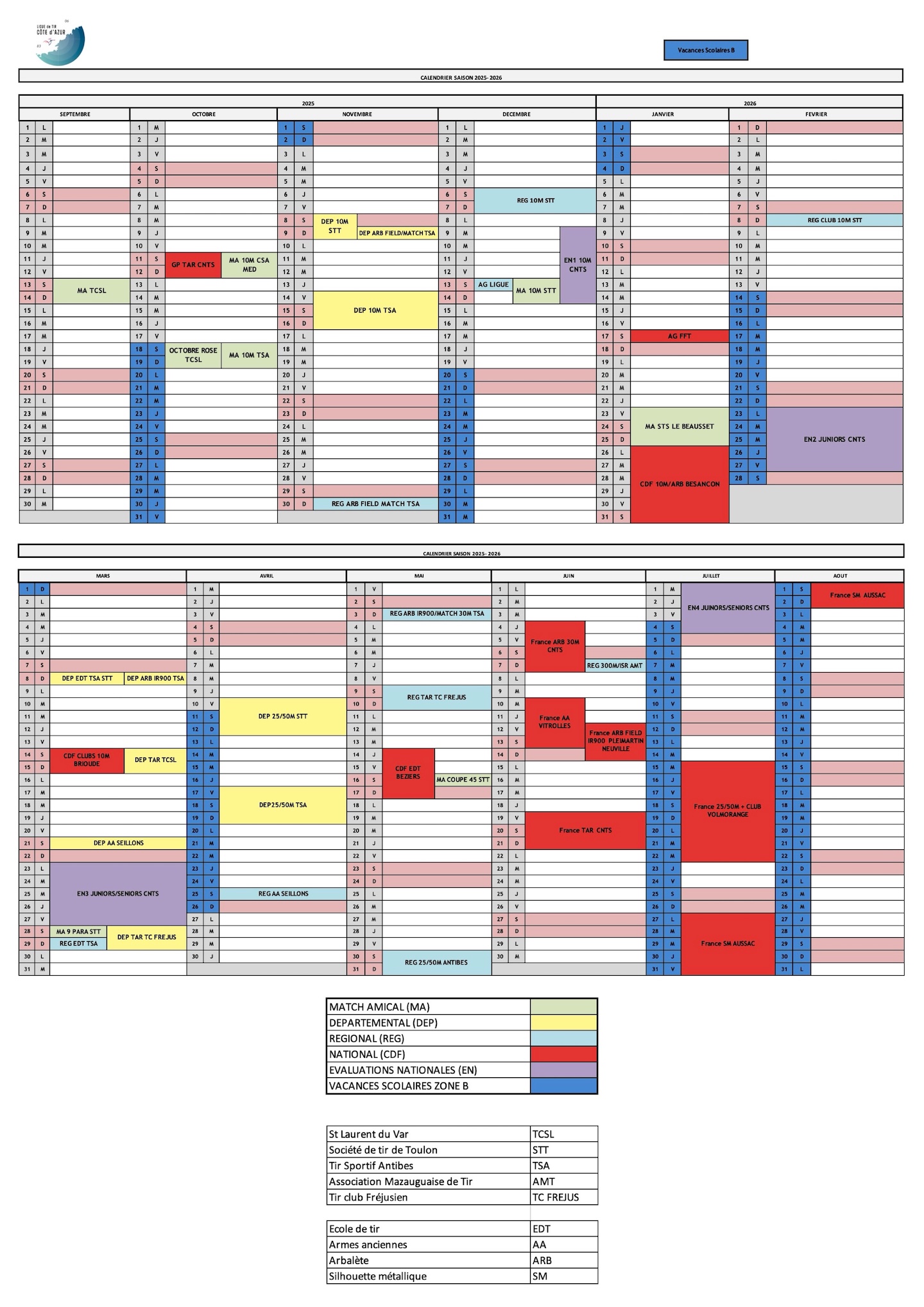 Calendrier sportif previsionel saison 25-26 1